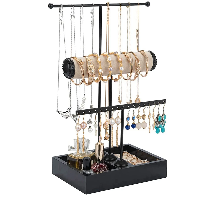 

Jewelry Organizer Stand 3 Tier Hanging Jewelry Organizer For Earring Necklace Bracelet Holder Jewelry Perfume Organizers