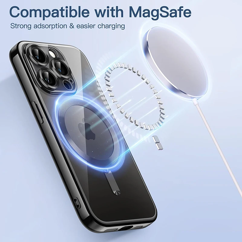 Чехол с магнитным покрытием для iPhone 16 15 14 Plus 13 12 11 Pro Max защитное стекло объектива