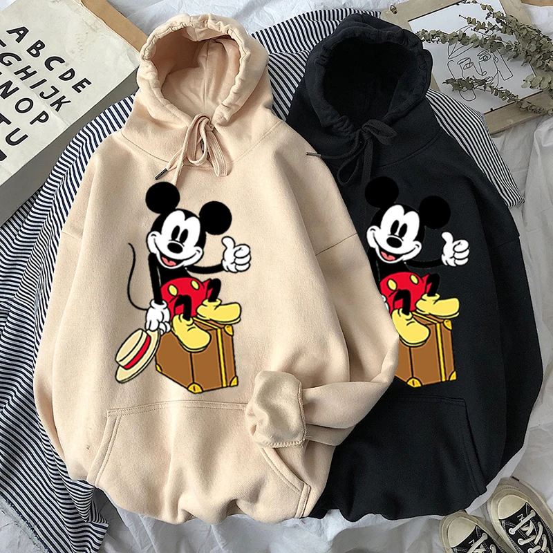 

Disney Women Hoodies Mickey Mouse Plus Size Kawaii Hoodies Cartoon Tops Long Sleeve Pockets Sweatshirts Fashion Hooded Women