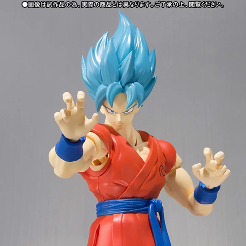 Anime Dragon Ball Z SHF Son Goku Model With Blue Hair Action Figure PVC Doll 16cm Super Saiyan Kakarotto Collection Model Toys images - 6