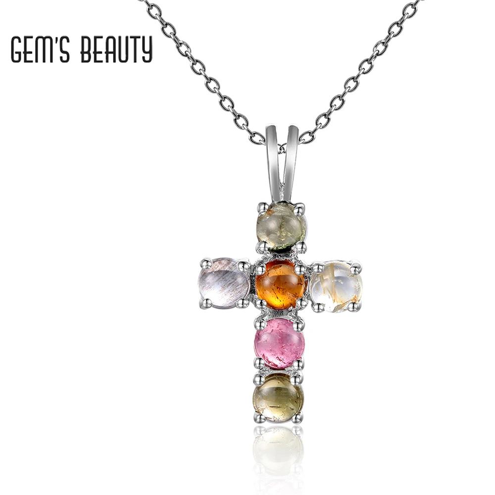 

GEM'S BEAUTY new cross necklace 925 sterling silver Gem Pendant unisex designer jewelry items with Fashion Cross Style Pendant
