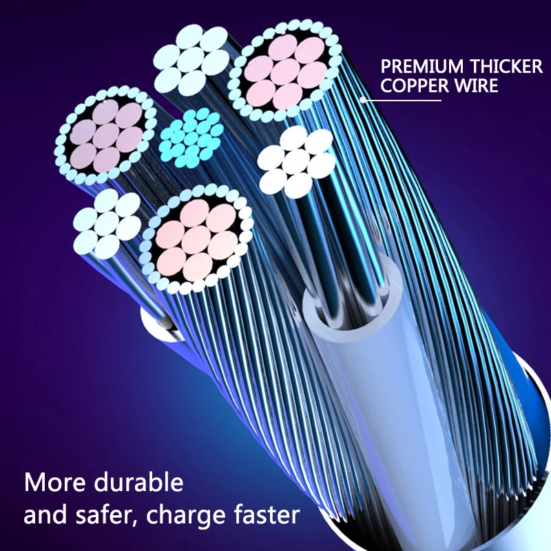 Glowing LED Cable 3A Fast Charging Micro USB Type C High Speed Data Transfer Flowing Streamer Light Cord | Мобильные телефоны и