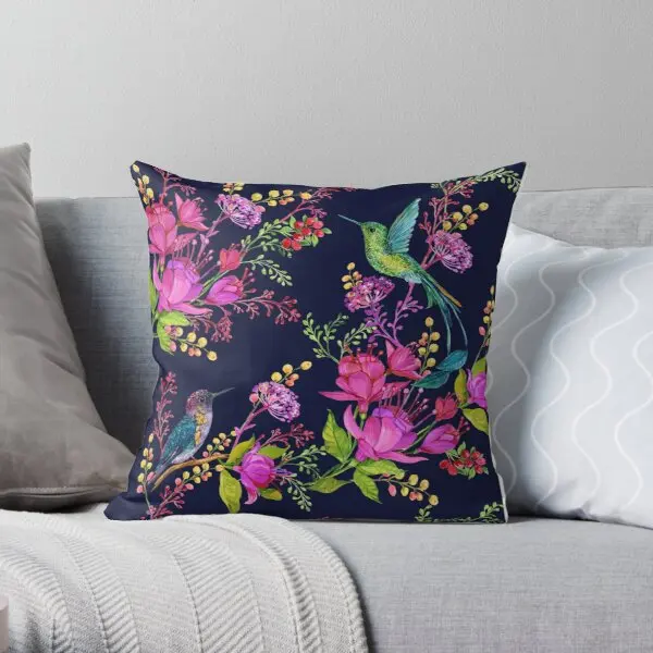 

Hummingbird Floral Pattern 14 Printing Throw Pillow Cover Decor Waist Decorative Car Sofa Office Home Pillows not include