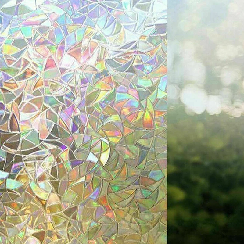 

3D Window Film Rainbow Reflective Decorative Privacy Static Clings Glass Sticker