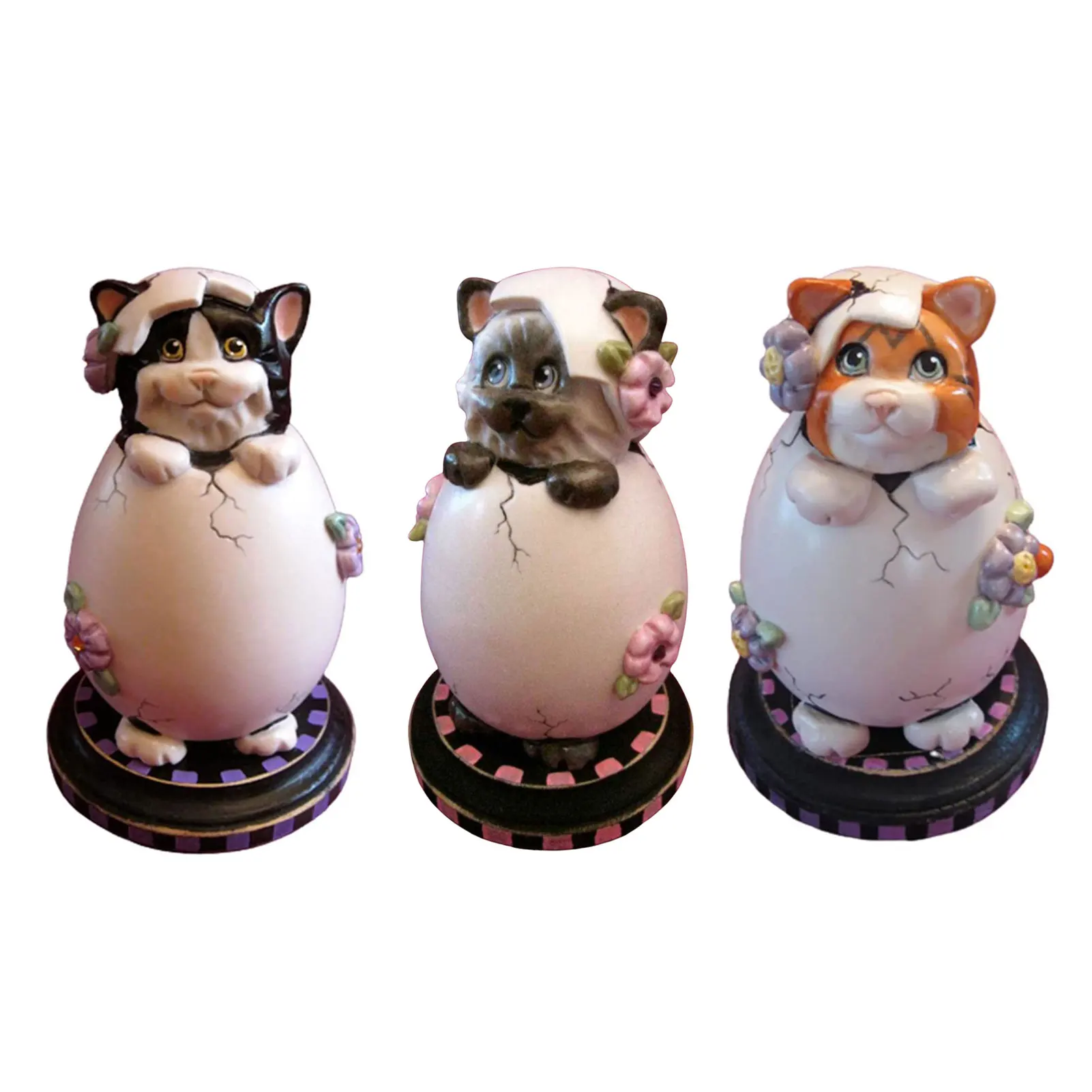

Animals Figures Easter Egg Cat Figurines Decor Spring Easter Tabletop Statue Kitten Ornament Easter Egg Cat Figurine Statue