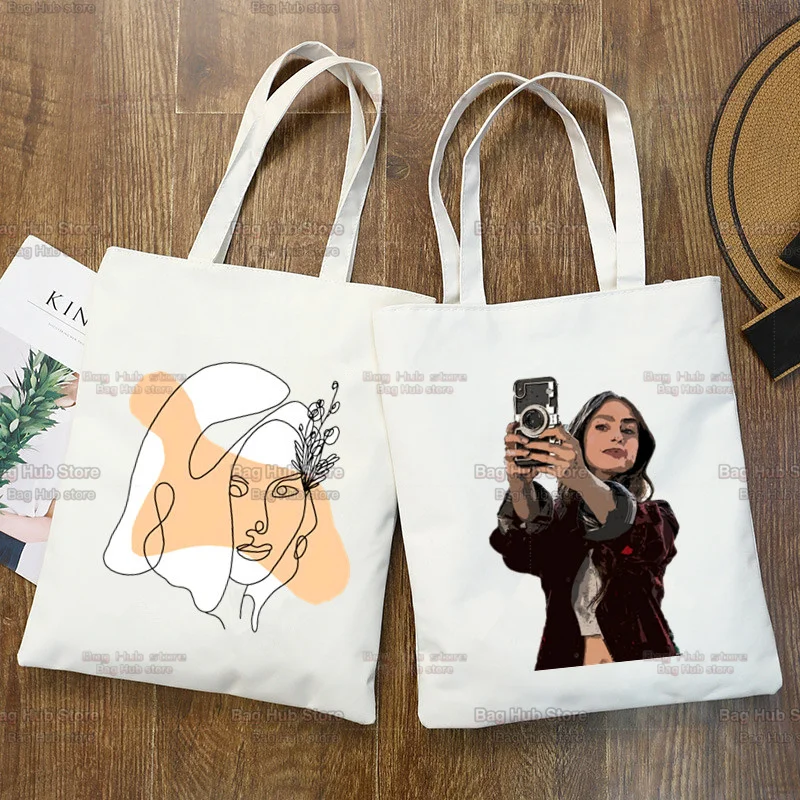 

Emily In Paris Print Canvas Bag Female Large Capacity Canvas Harajuku College Shopping Bag Shoulder Bags Cartoon Hip Hop Bag