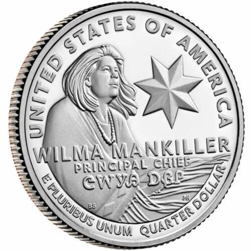 American 2022 выдающийся женский третий Wilma Mankeele 25 центов монета диаметром 24 мм