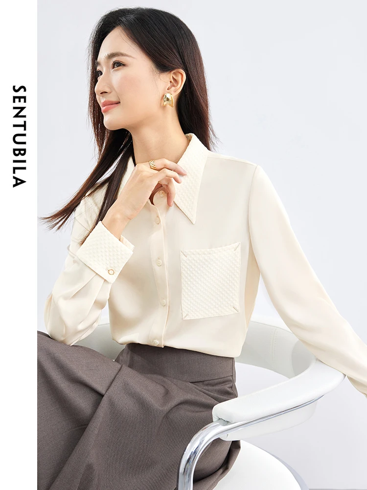 Женская шифоновая рубашка с вышивкой и длинным рукавом