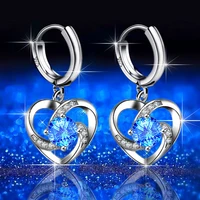 1pair women heart shape earring charming zircon ear pendant charm dangle earring jewelry gift accessories