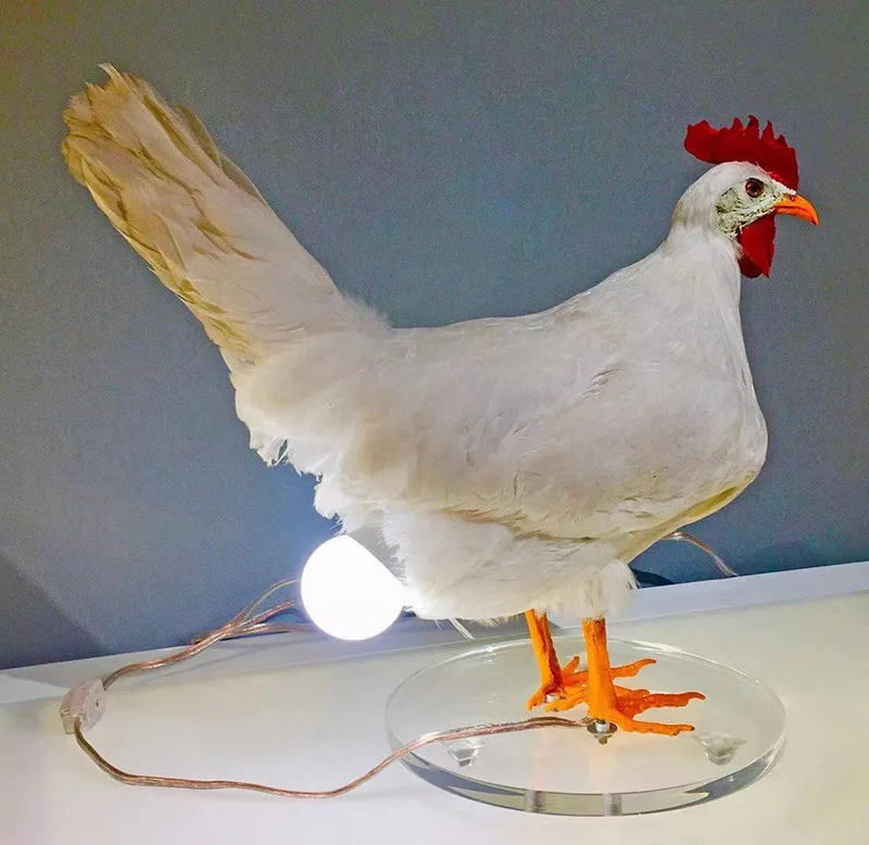 

Resin Rooster Night Light for Easter Nordic Living Room Bedroom Modern Animal White Rooster Desk Lamp LED Interior Table Lamps