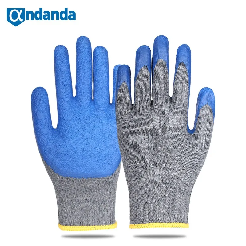 

Andanda 1/2/5/6/10/12/24pairs Work Gloves Roving Palm Dipped Latex Gloves for Mechanical Repairing Gardening Safety Glove