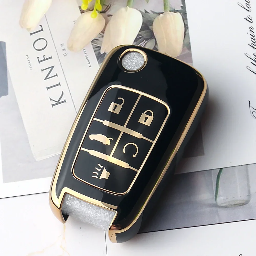 

Ключ от машины KEYYOU для Chevrolet Chevy Cruze Malibu Camaro Aveo Equinox Impala Sonic для Opel Buick 4, 5 кнопок, чехол для смарт-ключа из ТПУ