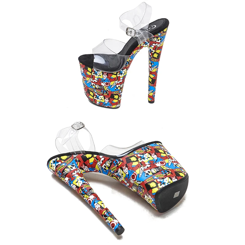 Leecabe  20cm/8inch PVC upper  pole dance sandals lady shoe high heel platform pole dance shoes