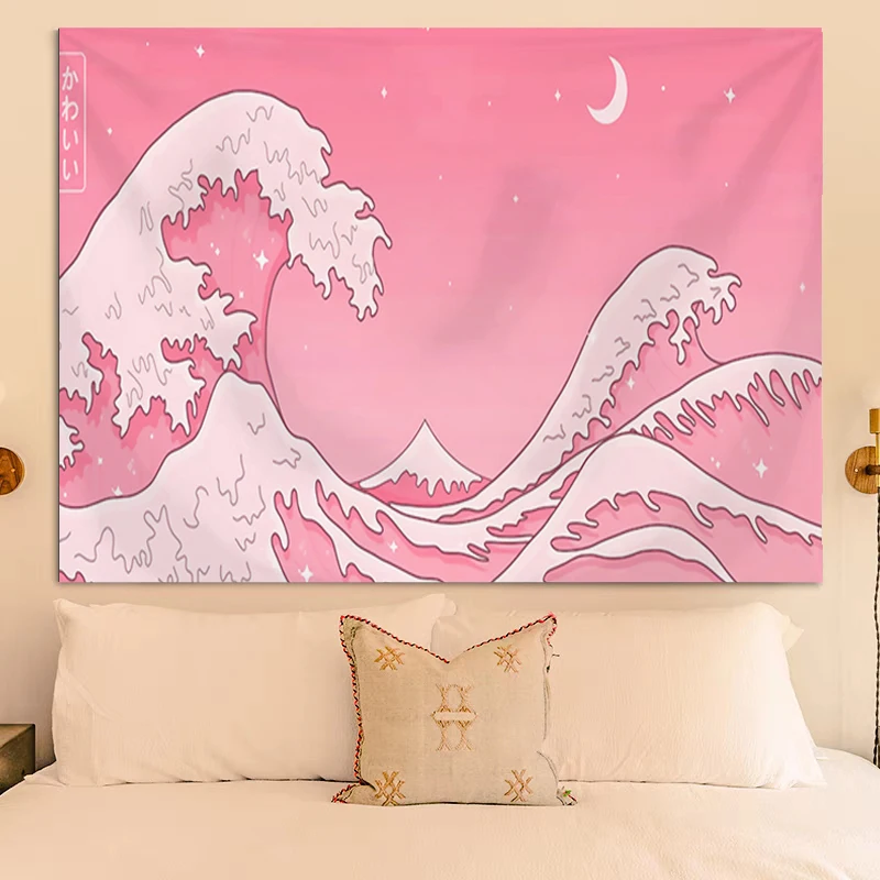 

Tapestry Home Decoration Bedroom the Great Wave Headboards Wall Hanging Aesthetic Tapestries Kawaii Room Decor Decors Decorative