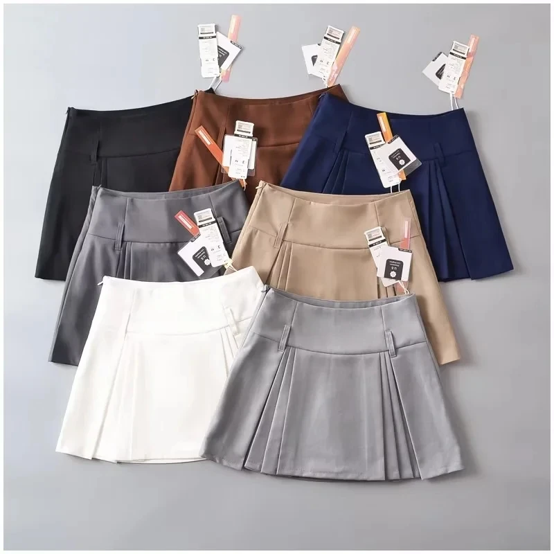 

Летние юбки с высокой талией для женщин, модные пикантные винтажные плиссированные мини-юбки, корейские теннисные юбки, короткие белые черные 2023