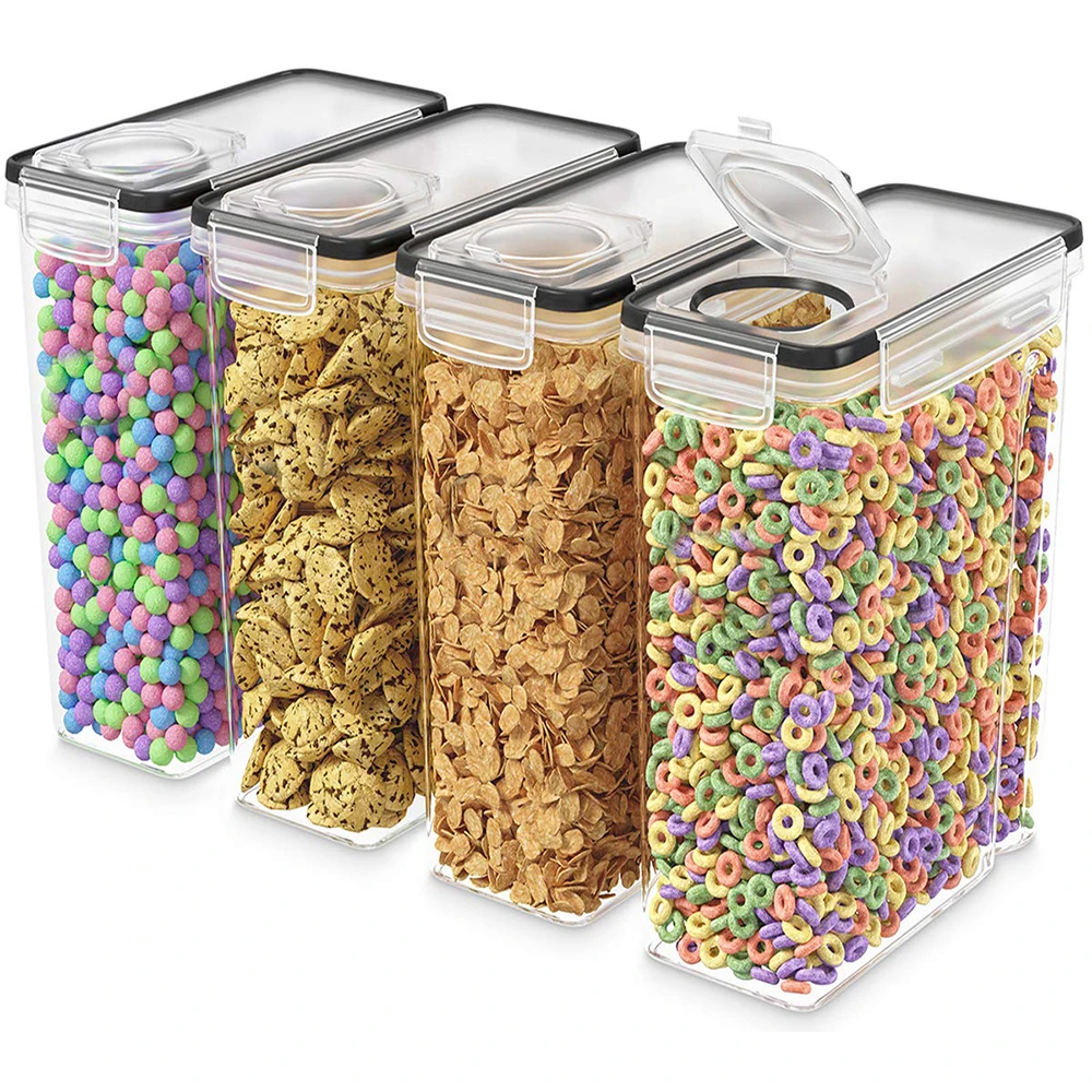 

1/4pcs Cereal Containers Storage Set Dispenser Airtight BPA-Free Pantry Organization Canister for Sugar Flour Food can