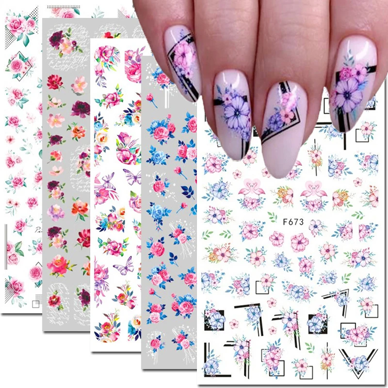 

3D Flowers Adhesive Nail Stickers Aromatic Maple Blossom Romantic Waterproof DlY Press On Nails Nail Decals Nail Art Decorations