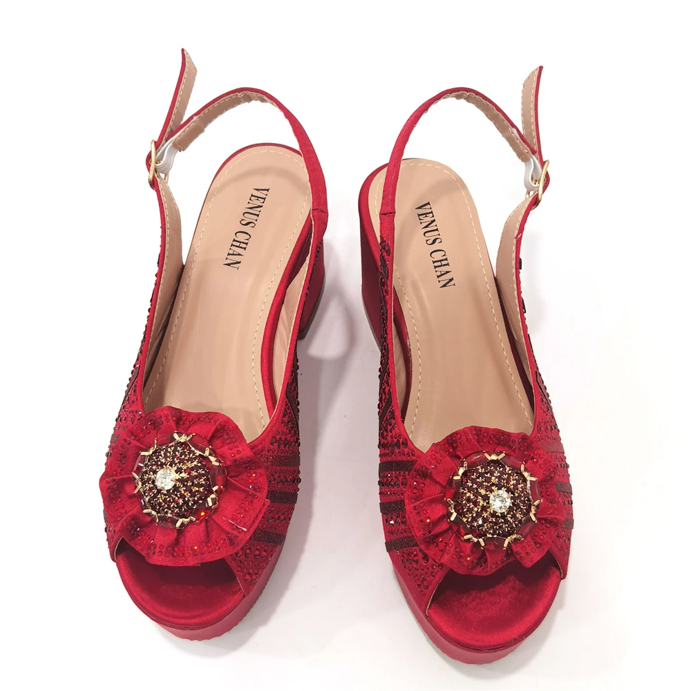 Nigeria Popular African Ladies Shoes And Bag Orange Cross Diamond Belt Decoration Exquisite Banquet Ladies Shoes And Bag