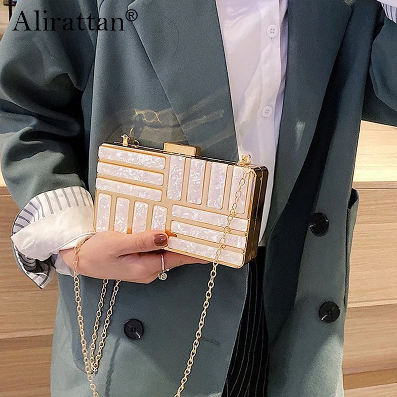 

Alirattan 2022 New Candy Color Acrylic Dinner Bags for Women Versatile Chain Makeup Clutch Party Bag sac a main femme
