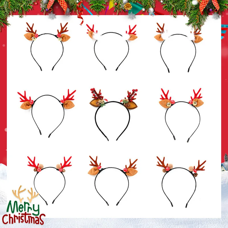 

Antler Hair Band Christmas Girl Department cute cartoon Plush mushroom hairpin hair accessories