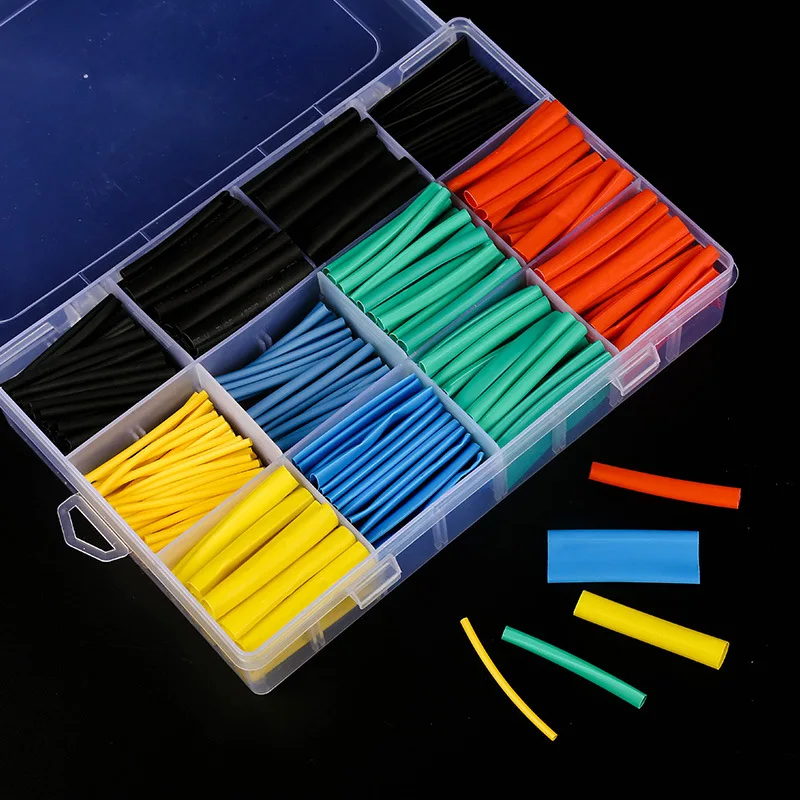 

530pc 2:1 Polyolefin Shrinking Assorted Heat Shrink Tube Wrap Wire Cable Insulated Sleeving Tubing Set Electrical Connector
