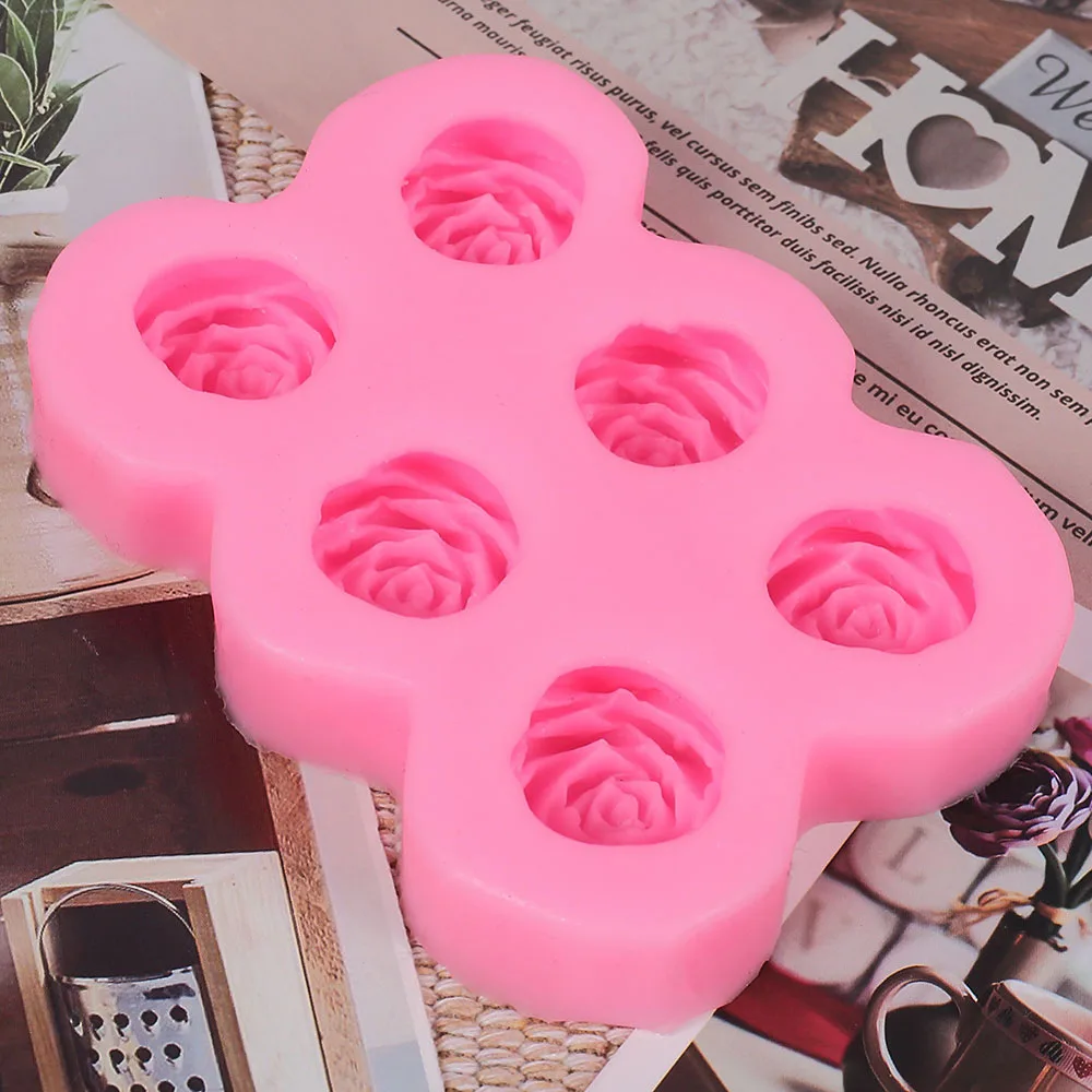 

6 Holes Rose Flowers Silicone Cake Mold DIY Chocolate Candy Cake Moon Fondant Moulds Kitchen Bakeware Soap Making Supplies