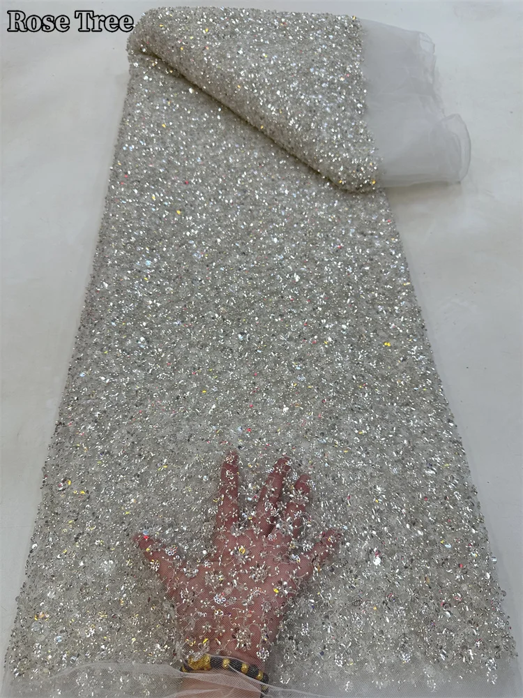 Тяжелая бисерная качественная кружевная ткань 2023