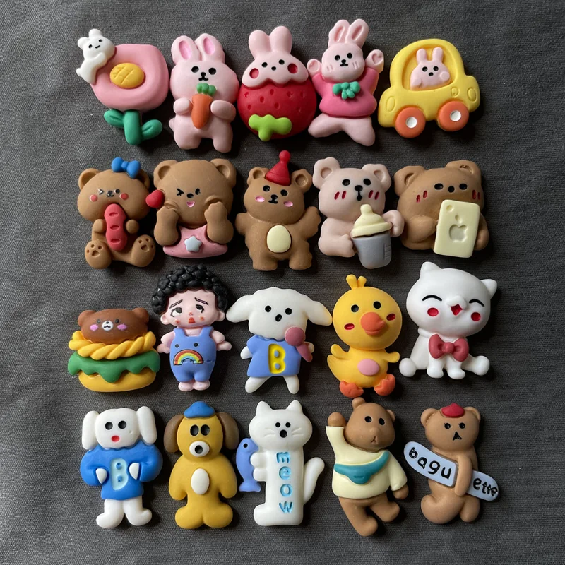 

10pcs Cartoon Animal Bear Rabbit Flatback Slime Charms Resin Accessories for DIY Crafts Making Scrapbooking Hair Embellishments