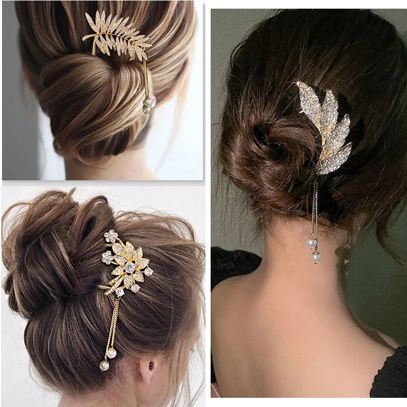 

Retro Tassel Pearl Pendant Hairpin for Women U-shaped Hairpin Ancient Style Headdress Japanese Simple Metal Hair Accessories