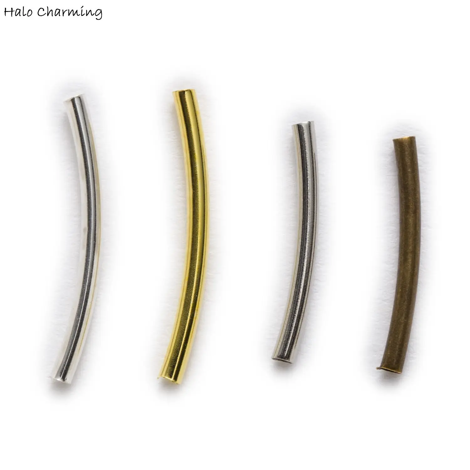 

100pcs Copper Curve Tube Spacer Beads Connectors Findings For Jewelry Making Bracelet Necklace Accessories 20-30mm