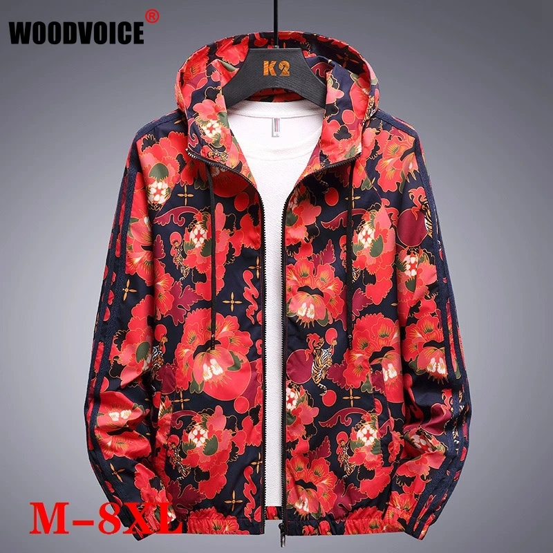 

Мужская куртка с цветочным принтом, осенне-Весенняя Повседневная куртка-бомбер с карманами, толстовки, пальто, приталенные куртки Jaqueta Masculina...