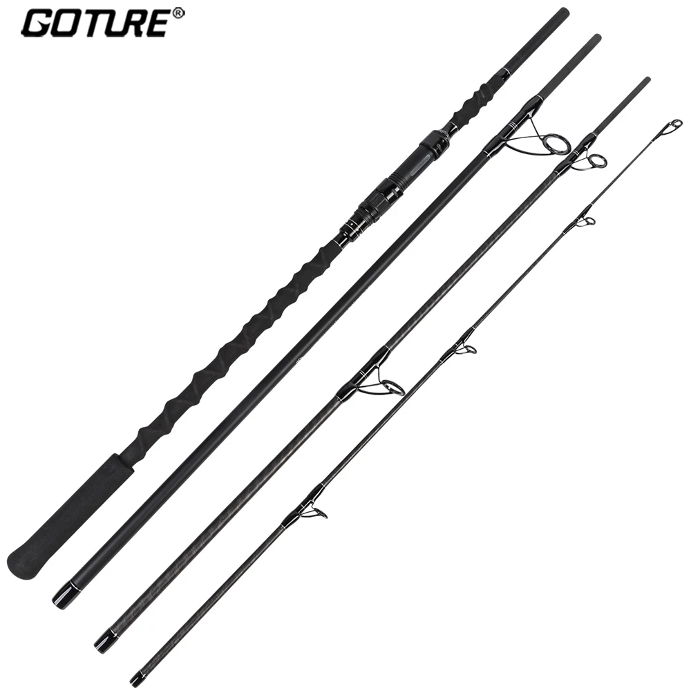 Goture Bravel 4 Sections Surf Rod 9FT 10FT 11FT 12FT Carbon Fiber Surf Fishing Rod for Sea Bass Trout Casting Fishing Travel Rod