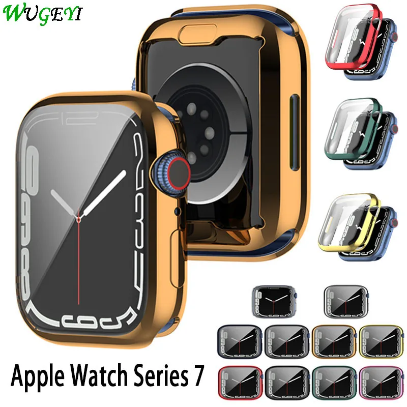 Защитный чехол для Apple Watch S7 мягкий резиновый из ТПУ часов iWatch 7 41 45 мм защитный с