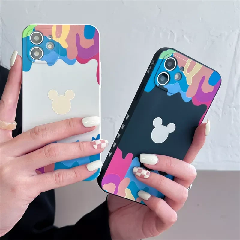 

Mickey Head Liquid Silicone Phone Case For iPhone 13 12 11 Pro Max XS X XR 7 8 Plus XS Max Back Cover Shockproof Shell