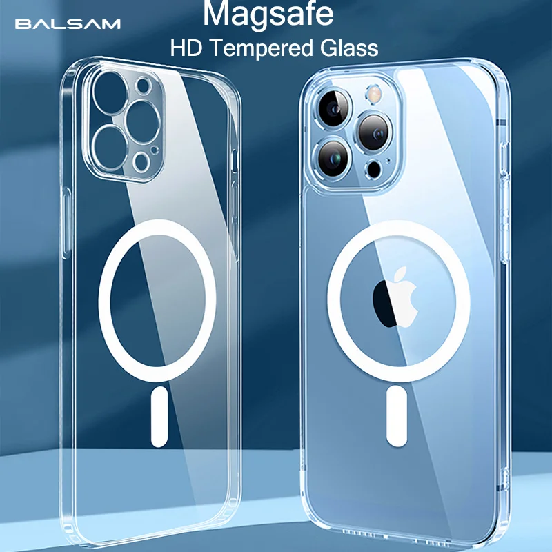 Прозрачное закаленное стекло для Magsafe Магнитный чехол беспроводной зарядки iPhone 13