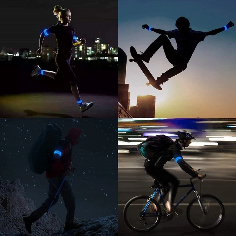 2 Pack Rechargeable LED Bracelet USB Reflective Band Armband Bracelets Running Bands For Jogging Sports | Электроника