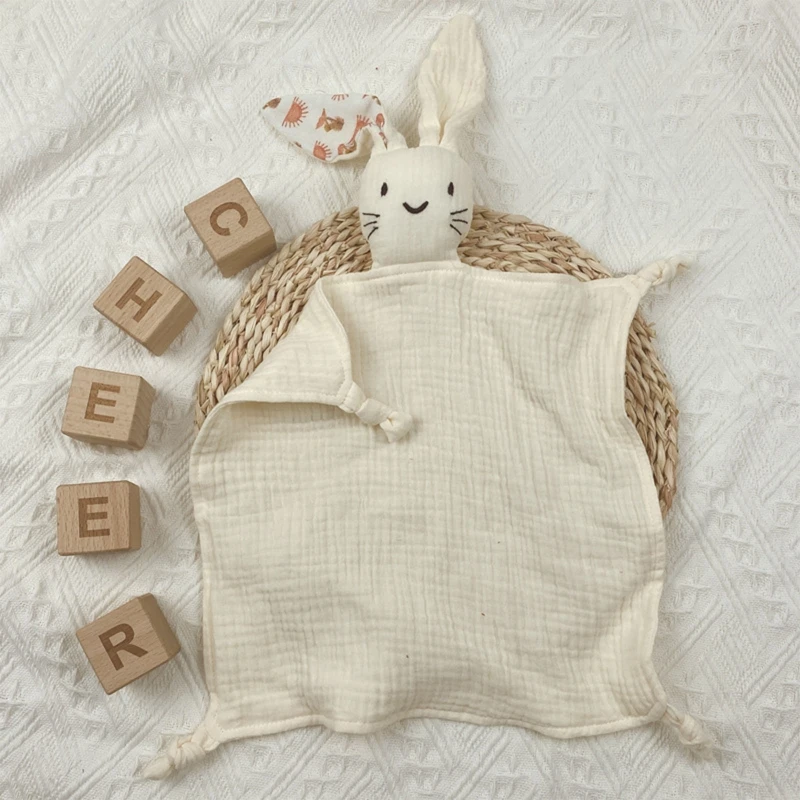 Baby Security Blanket Soothe Appease Towel Soft Cotton Gauze Animal Doll Teething Bib Infants Comfort Sleeping Nursing Gifts