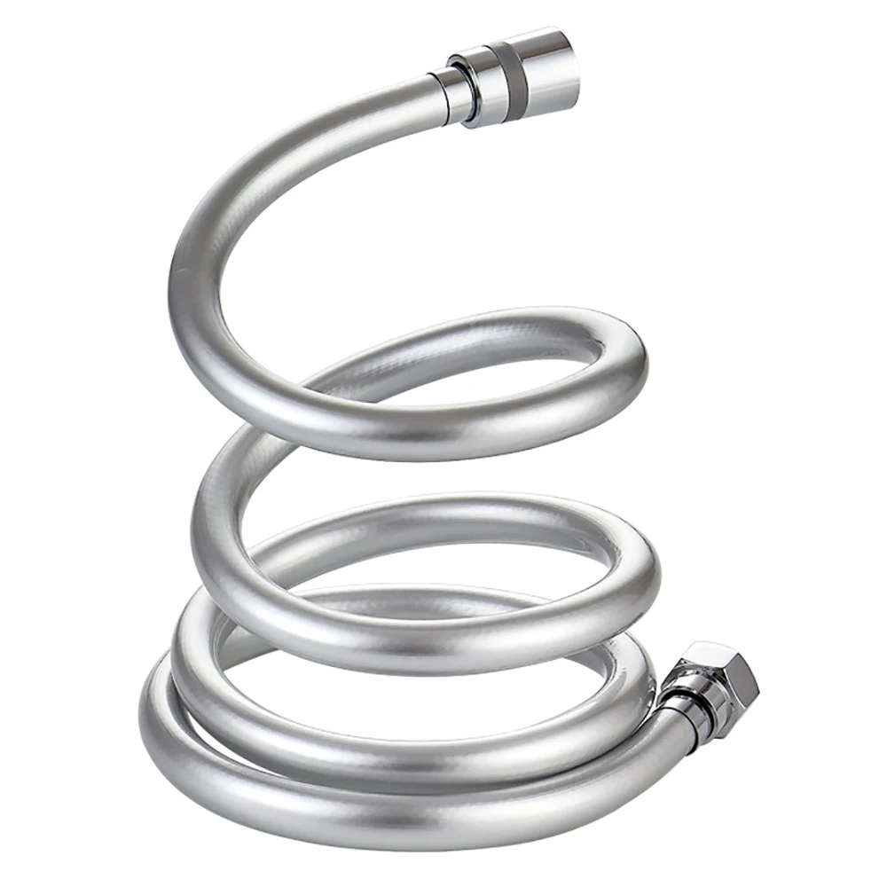 Bath High Pressure Thicken Anti-winding Smooth Silvery PVC Flexible Shower Head Hose