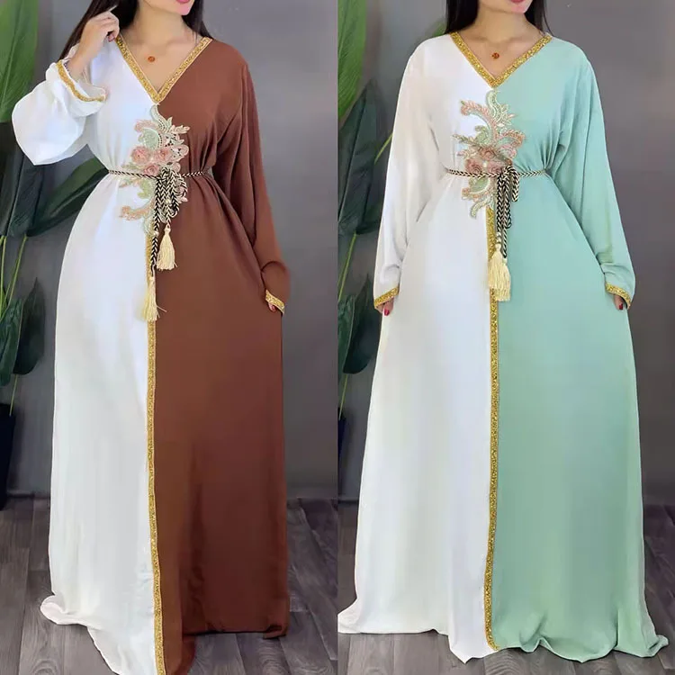 Long Dresses for Muslim Women Middle East Dubai Abaya Summer Casual Chiffon Robes Islamic Clothing Turkish Dresses Plus Size