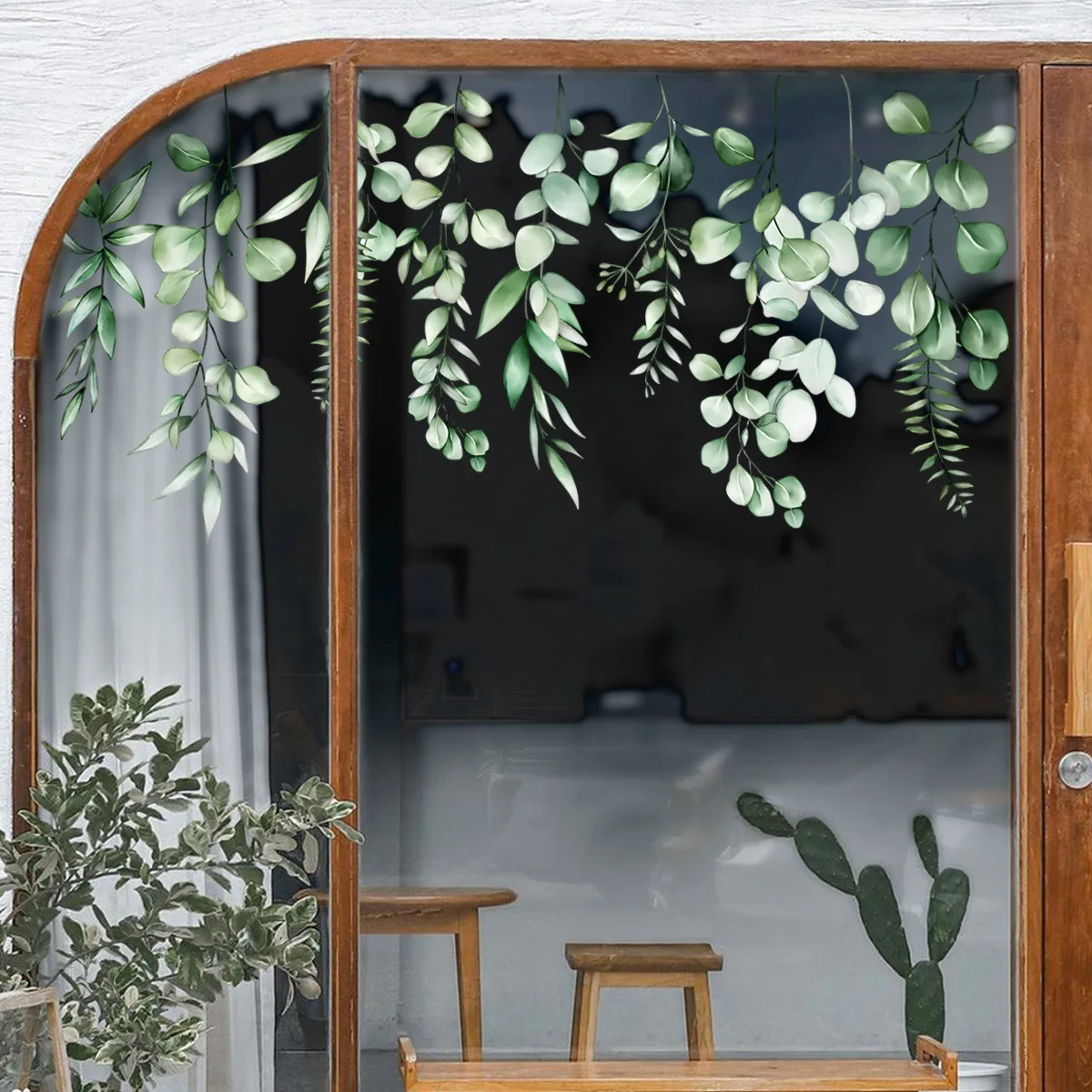 Настенный стикер с тропическими растениями и зелеными листьями