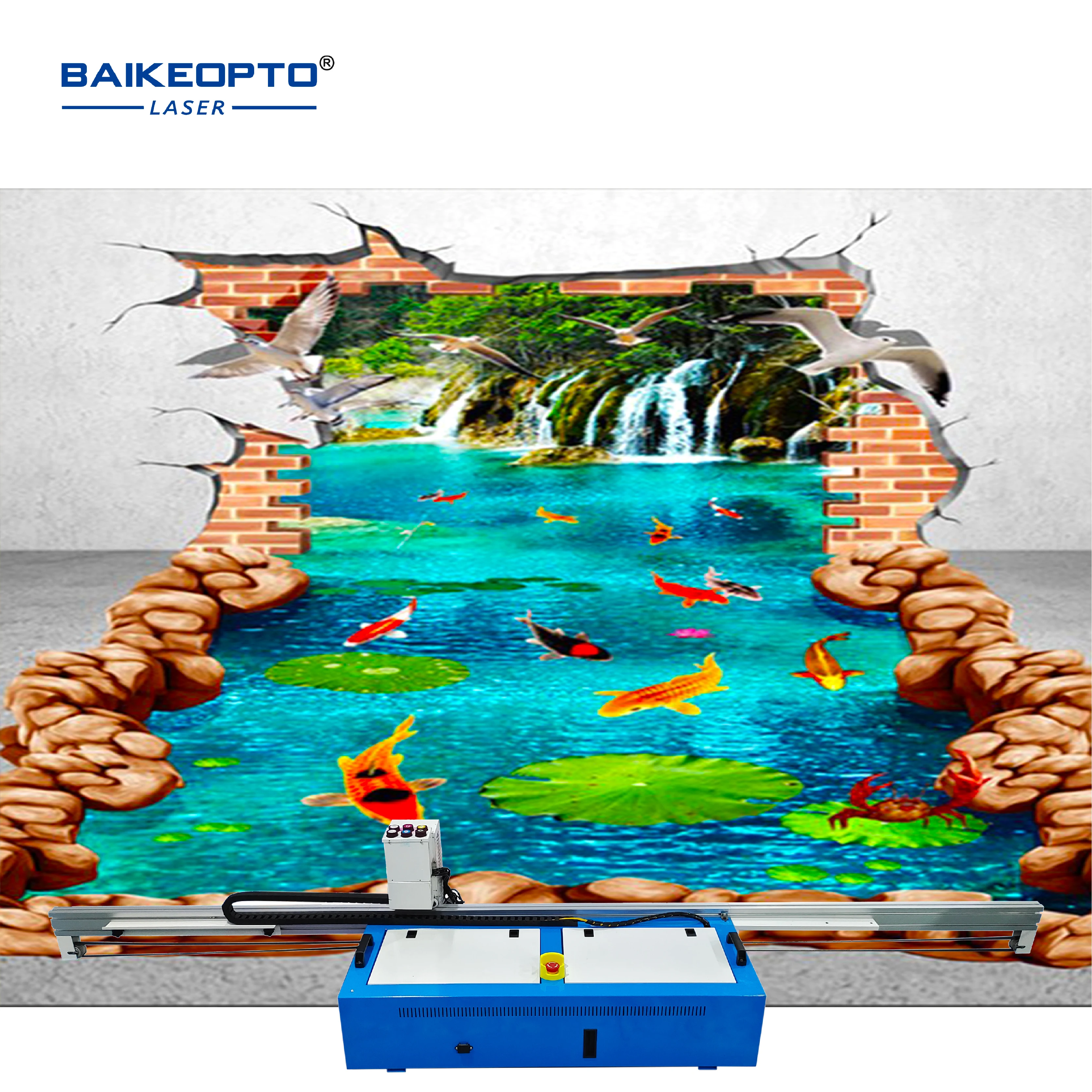 Три печатающих головок Dx10 настенный и наземный принтер УФ-наружная 3D-настенная