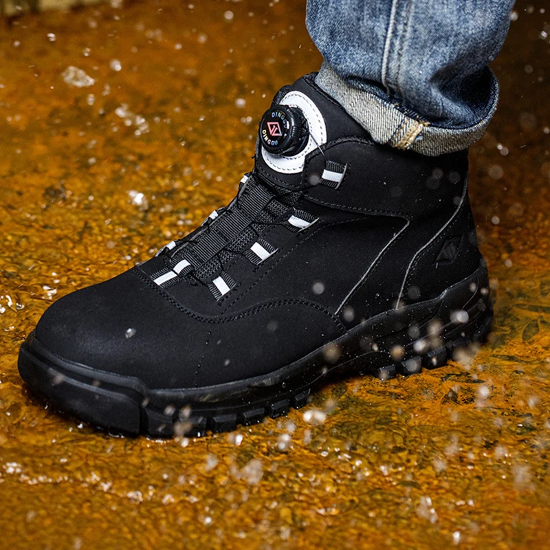 Waliantile Men Safety Work Boots Protective Steel Toe Anti-smashing Working Shoes Puncture Proof Non-slip Industrial Boot