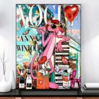 Постер с изображением розовой Пантеры в стиле граффити, роскошная брендовая Картина на холсте, Настенная картина для гостиной, украшение для дома