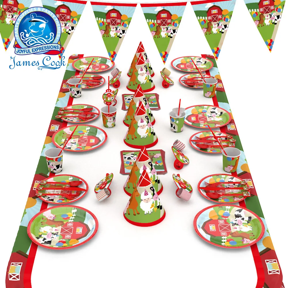 

Animal Farm Theme Children's Birthday Party Disposable Dinner Plate Cup Table Bra Flag Decoration Supplies