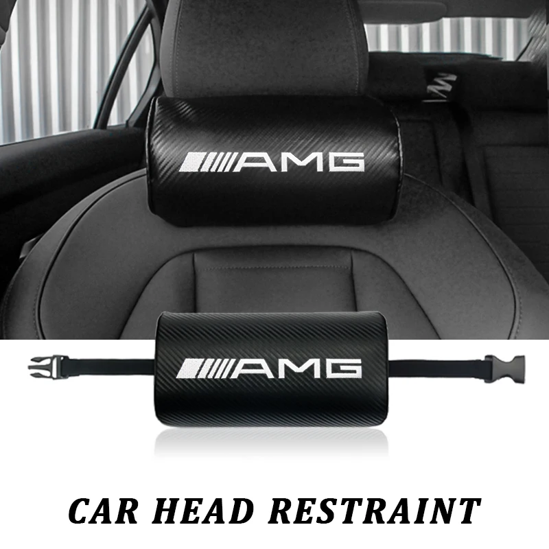 

Car Head Pillow Seat Support Decor Headrest Backrest Cushion Neck Rest Accessories For AMG Mercedes Benz W213 W212 W177 W176 S63
