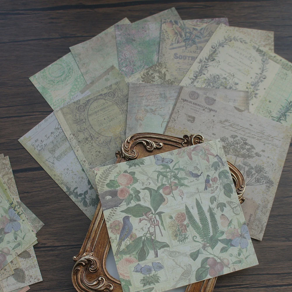 

30 Sheets DIY 14*14cm Old Green Mossy Walls Paper Theme Craft Paper Scrapbooking Creative Paper DIY Gift Use