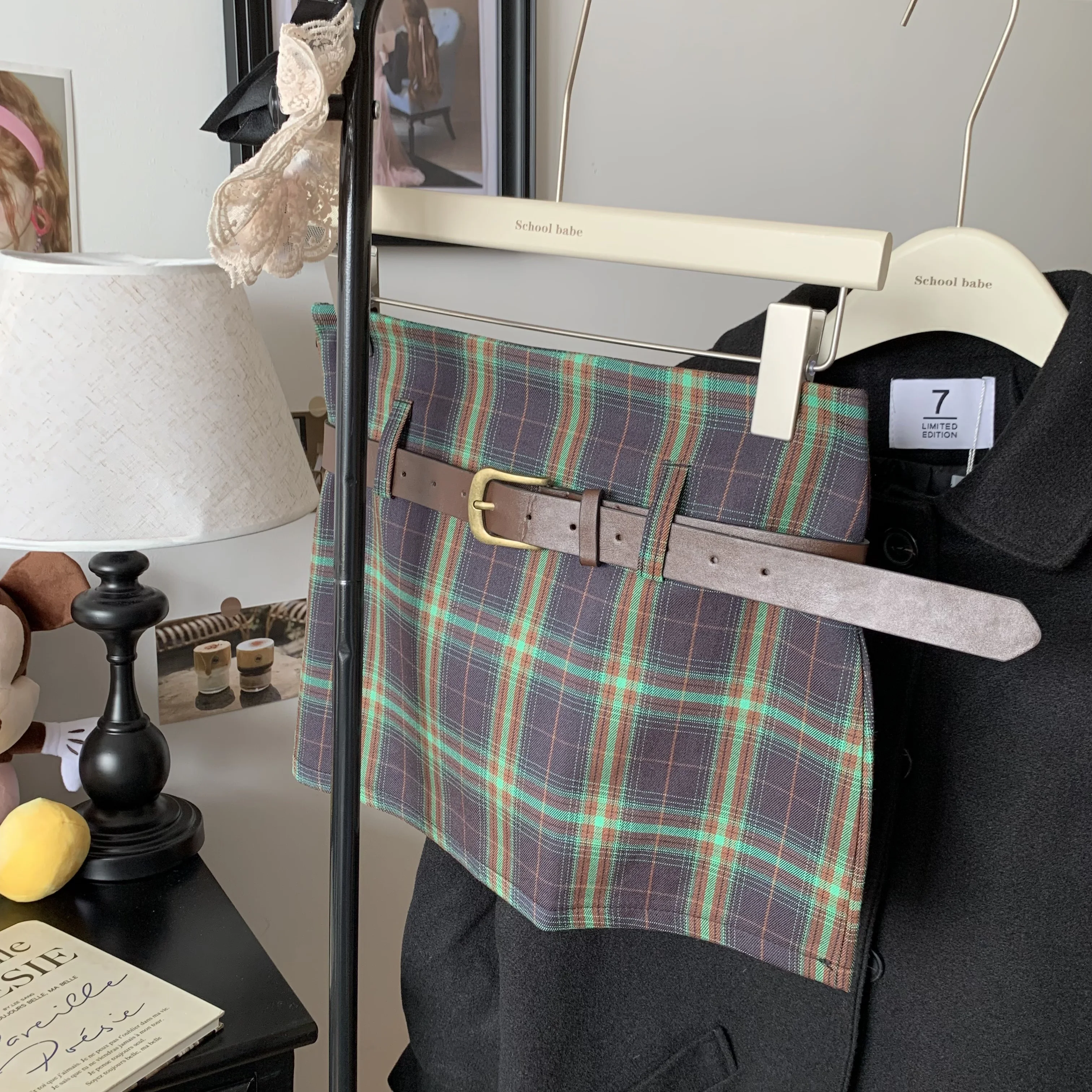 Женская клетчатая юбка-трапеция повседневная короткая трапециевидная юбка с