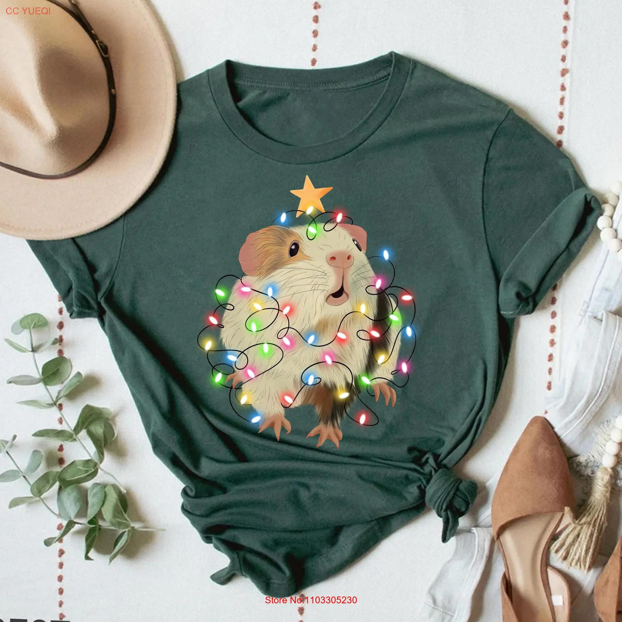 Bella Canvas Guinea Pigs Christmas Tree T Shirt Cute Lover Animals long or short sleeves |