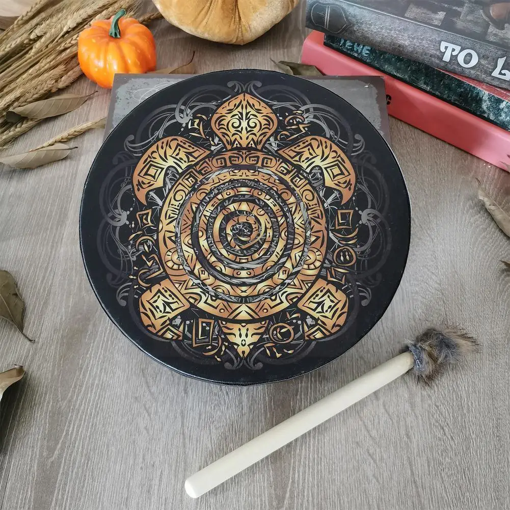 2022 Shaman Drum Totem Turtle Drum Sound Therapy Tool Light Hand Home Ornaments Drum Music Instrument Meditation Yoga Y6T9
