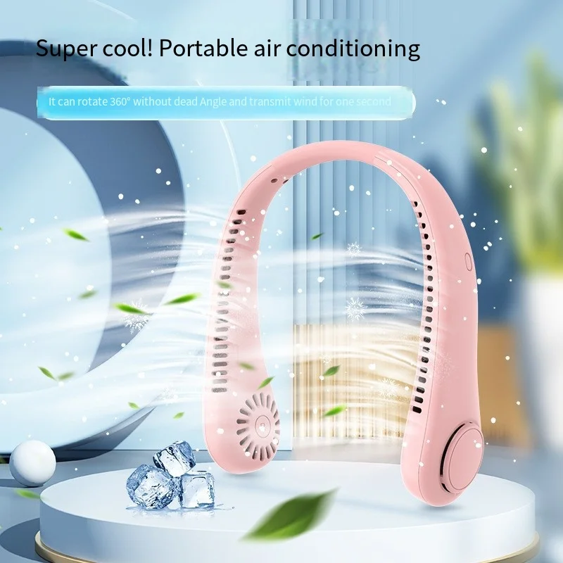 

2023 cross-border new USB hanging neck fan sports outdoor mini charging small fan mini hanging neck fan